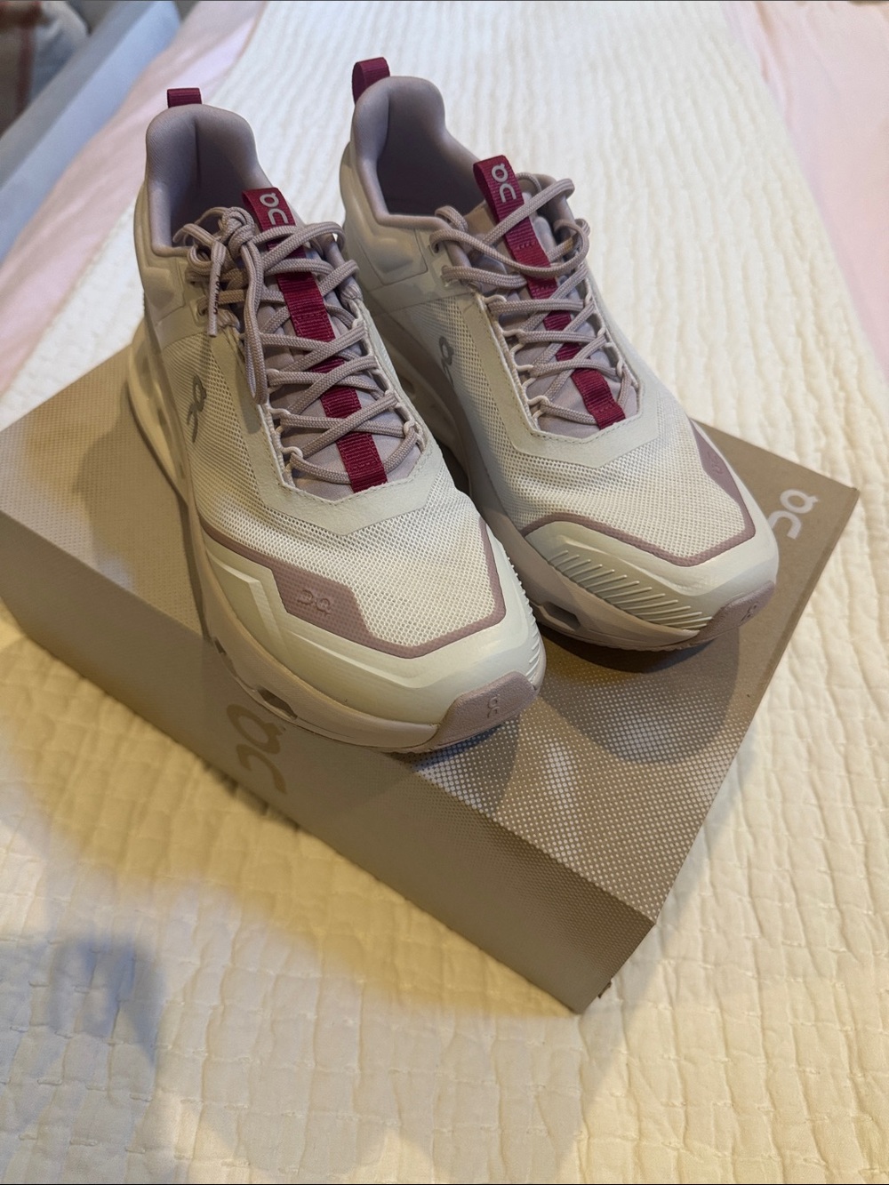 On Running Women's Athletic Shoes in Beige and Pink